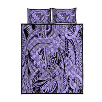 Polynesia Quilt Bed Set Tribal Polynesian Spirit With Violet Pacific Flowers LT9 Violet - Polynesian Pride