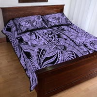 Polynesia Quilt Bed Set Tribal Polynesian Spirit With Violet Pacific Flowers LT9 - Polynesian Pride