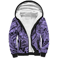 Polynesia Sherpa Hoodie Tribal Polynesian Spirit With Violet Pacific Flowers LT9 Unisex Violet - Polynesian Pride