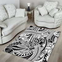 Polynesia Area Rug Tribal Polynesian Spirit With White Pacific Flowers LT9 - Polynesian Pride