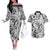 Polynesia Couples Matching Off The Shoulder Long Sleeve Dress and Hawaiian Shirt Tribal Polynesian Spirit With White Pacific Flowers LT9 White - Polynesian Pride
