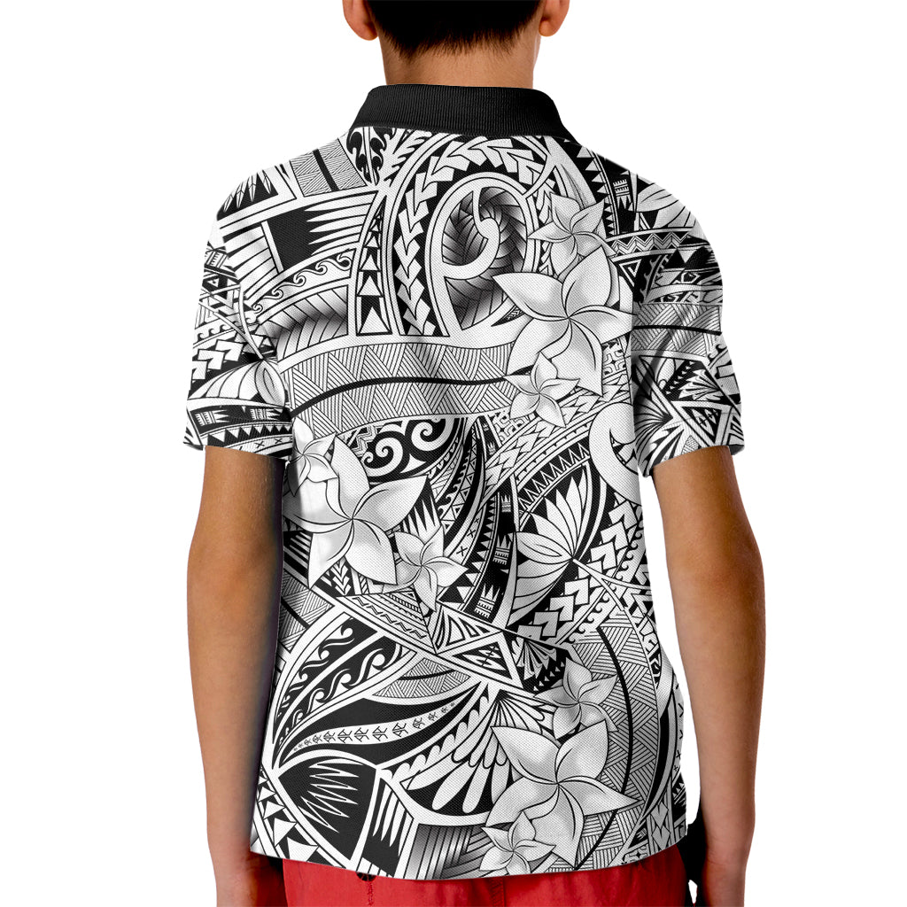Polynesia Kid Polo Shirt Tribal Polynesian Spirit With White Pacific Flowers LT9 - Polynesian Pride