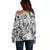 Polynesia Off Shoulder Sweater Tribal Polynesian Spirit With White Pacific Flowers LT9 - Polynesian Pride