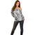 Polynesia Off Shoulder Sweater Tribal Polynesian Spirit With White Pacific Flowers LT9 - Polynesian Pride