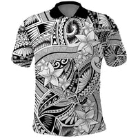 Polynesia Polo Shirt Tribal Polynesian Spirit With White Pacific Flowers LT9 White - Polynesian Pride