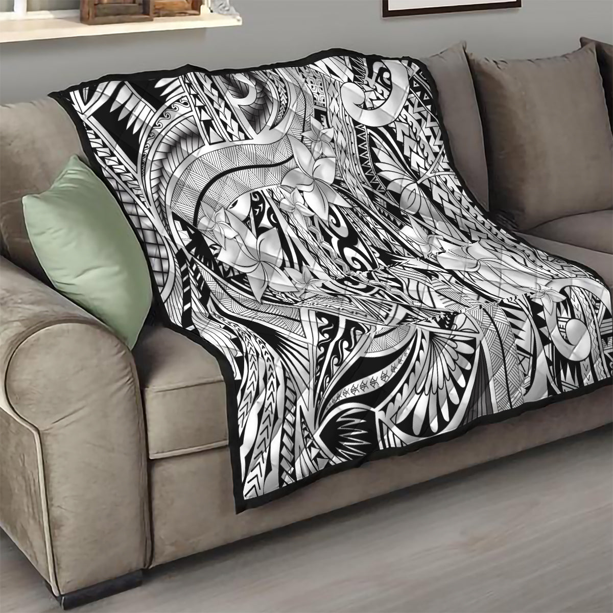 Polynesia Quilt Tribal Polynesian Spirit With White Pacific Flowers LT9 - Polynesian Pride