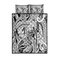 Polynesia Quilt Bed Set Tribal Polynesian Spirit With White Pacific Flowers LT9 White - Polynesian Pride
