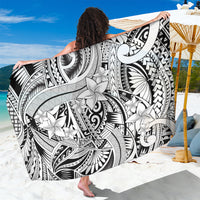 Polynesia Sarong Tribal Polynesian Spirit With White Pacific Flowers LT9 One Size 44 x 66 inches White - Polynesian Pride