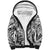 Polynesia Sherpa Hoodie Tribal Polynesian Spirit With White Pacific Flowers LT9 Unisex White - Polynesian Pride