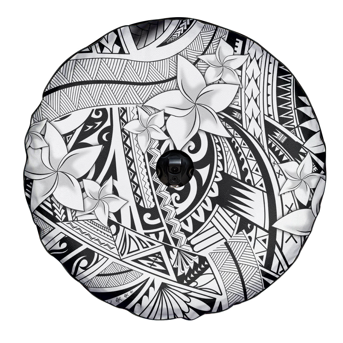 Polynesia Spare Tire Cover Tribal Polynesian Spirit With White Pacific Flowers LT9 - Polynesian Pride