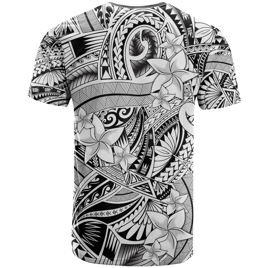 Polynesia T Shirt Tribal Polynesian Spirit With White Pacific Flowers LT9 - Polynesian Pride