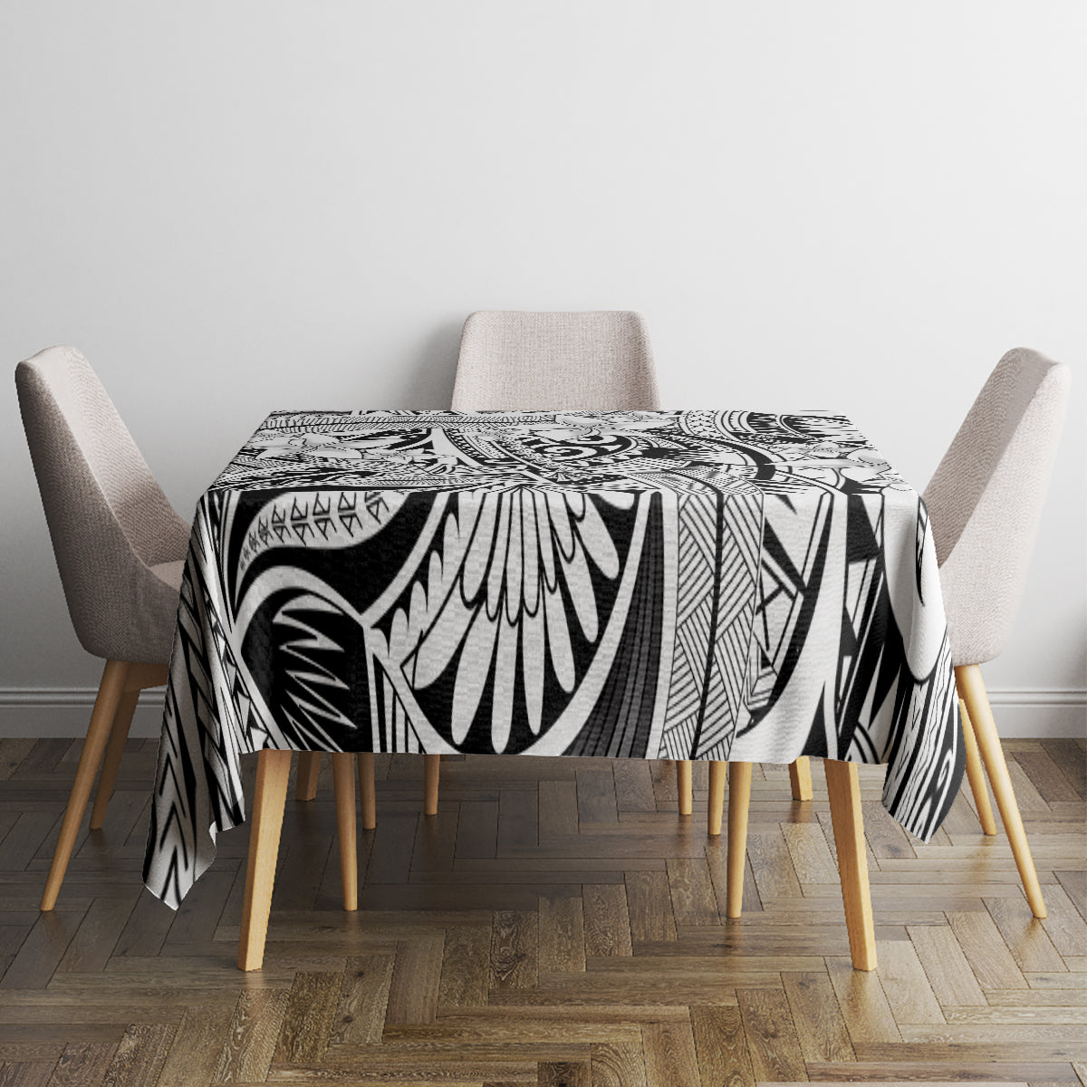 Polynesia Tablecloth Tribal Polynesian Spirit With White Pacific Flowers LT9 - Polynesian Pride