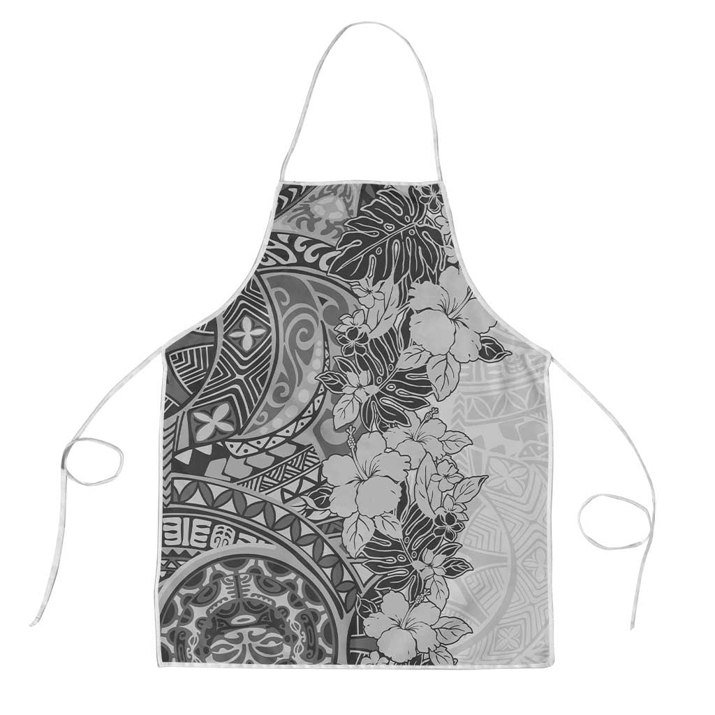 Polynesia Apron Hibiscus Hawaiian Tribal Tattoo Retro Gray LT9 Gray - Polynesian Pride