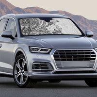 Polynesia Auto Sun Shade Hibiscus Hawaiian Tribal Tattoo Retro Gray - Polynesian Pride