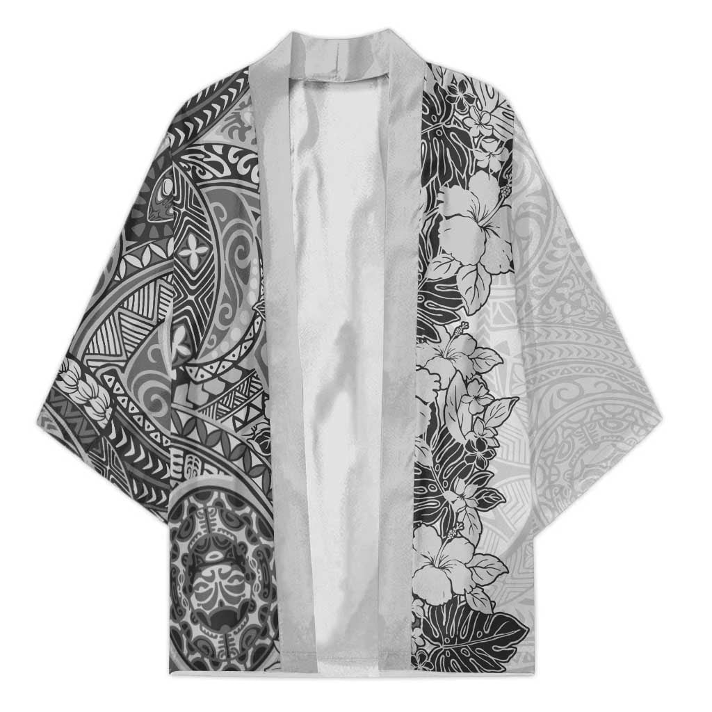 Polynesia Kimono Hibiscus Hawaiian Tribal Tattoo Retro Gray LT9 Unisex Gray - Polynesian Pride