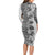 Polynesia Long Sleeve Bodycon Dress Hibiscus and Hawaiian Tribal Tattoo Retro Style Gray Color LT9 - Polynesian Pride
