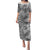 Polynesia Puletasi Hibiscus and Hawaiian Tribal Tattoo Retro Style Gray Color LT9 Long Dress Gray - Polynesian Pride
