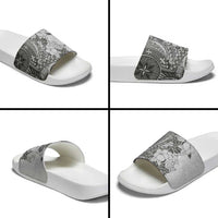 Polynesia Slide Sandals Hibiscus Hawaiian Tribal Tattoo Retro Gray - Polynesian Pride