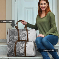 Polynesia Travel Bag Hibiscus Hawaiian Tribal Tattoo Retro Gray - Polynesian Pride