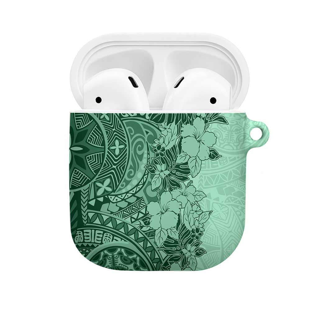 Polynesia AirPods Case Hibiscus Hawaiian Tribal Tattoo Retro Green - Polynesian Pride