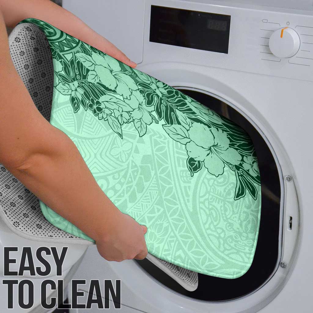 Polynesia Bathroom Set Hibiscus Hawaiian Tribal Tattoo Retro Green - Polynesian Pride