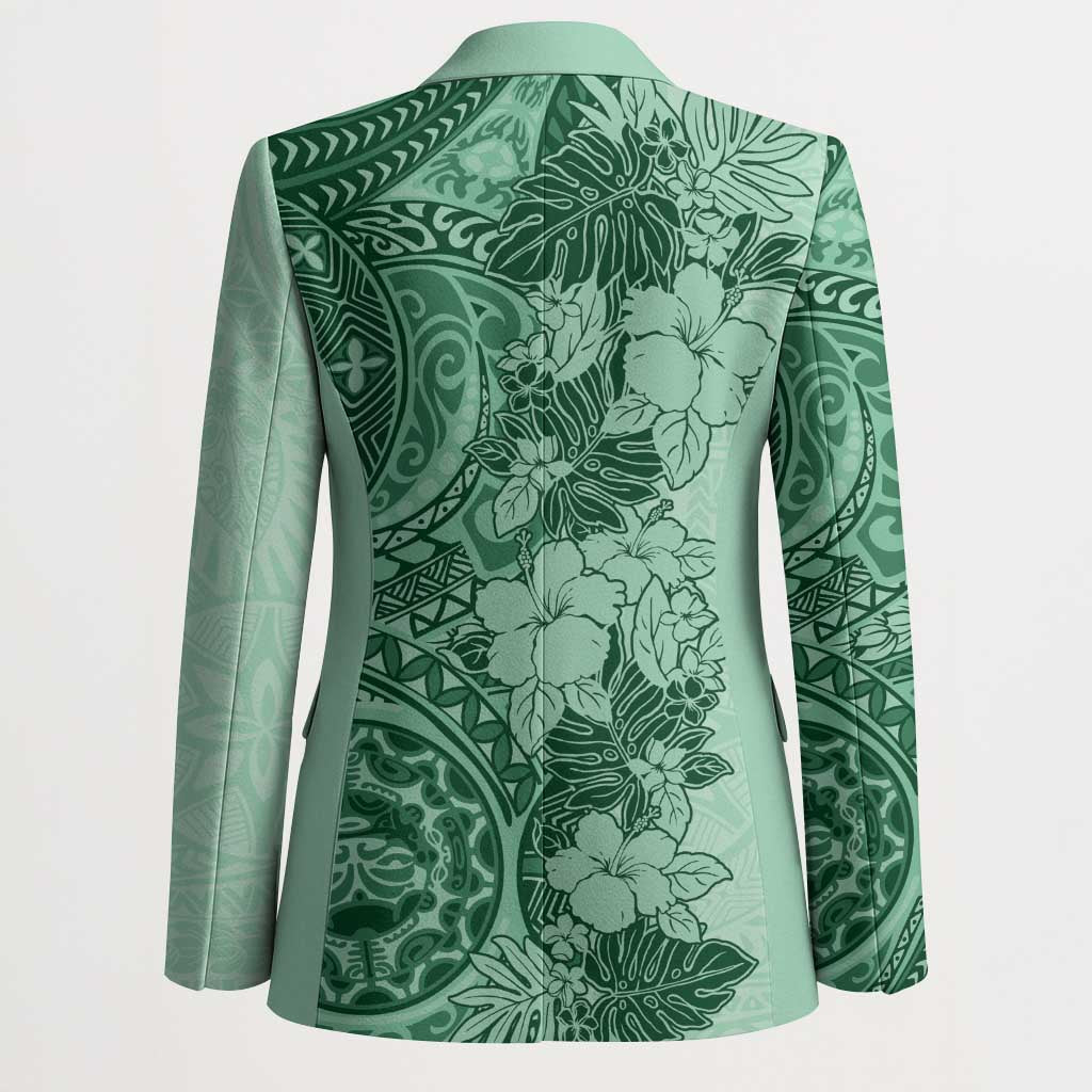 Polynesia Blazer Hibiscus Hawaiian Tribal Tattoo Retro Green LT9 - Polynesian Pride