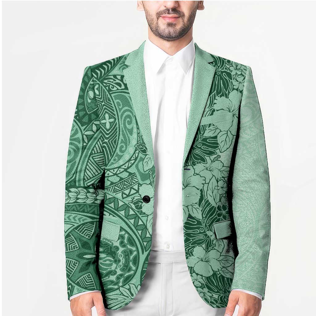 Polynesia Blazer Hibiscus Hawaiian Tribal Tattoo Retro Green LT9 - Polynesian Pride