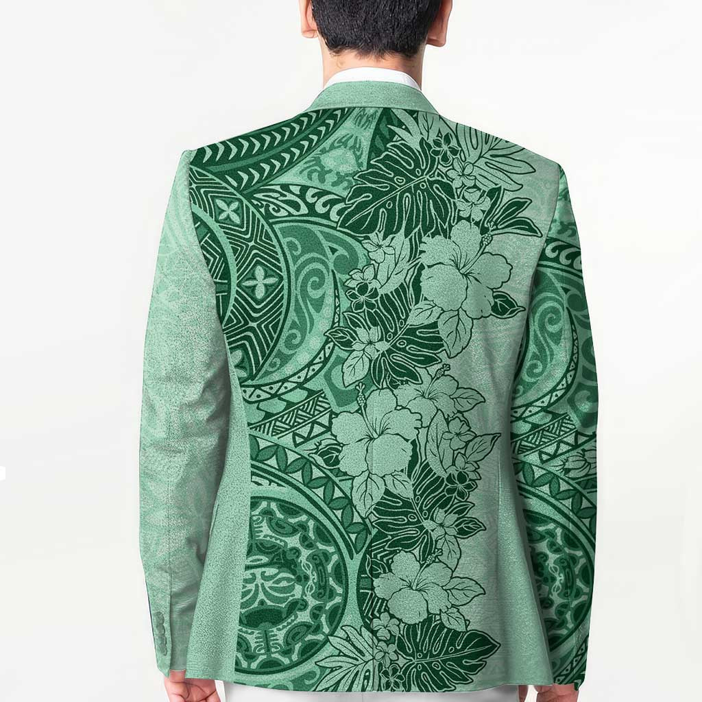 Polynesia Blazer Hibiscus Hawaiian Tribal Tattoo Retro Green LT9 - Polynesian Pride