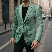 Polynesia Blazer Hibiscus Hawaiian Tribal Tattoo Retro Green LT9 - Polynesian Pride