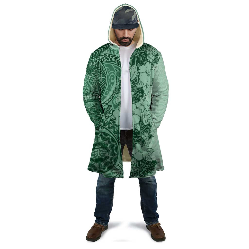 Polynesia Cloak Hibiscus Hawaiian Tribal Tattoo Retro Green - Polynesian Pride