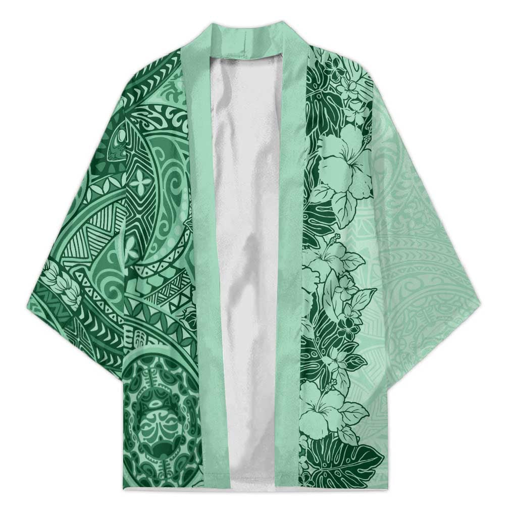 Polynesia Kimono Hibiscus Hawaiian Tribal Tattoo Retro Green LT9 Unisex Green - Polynesian Pride