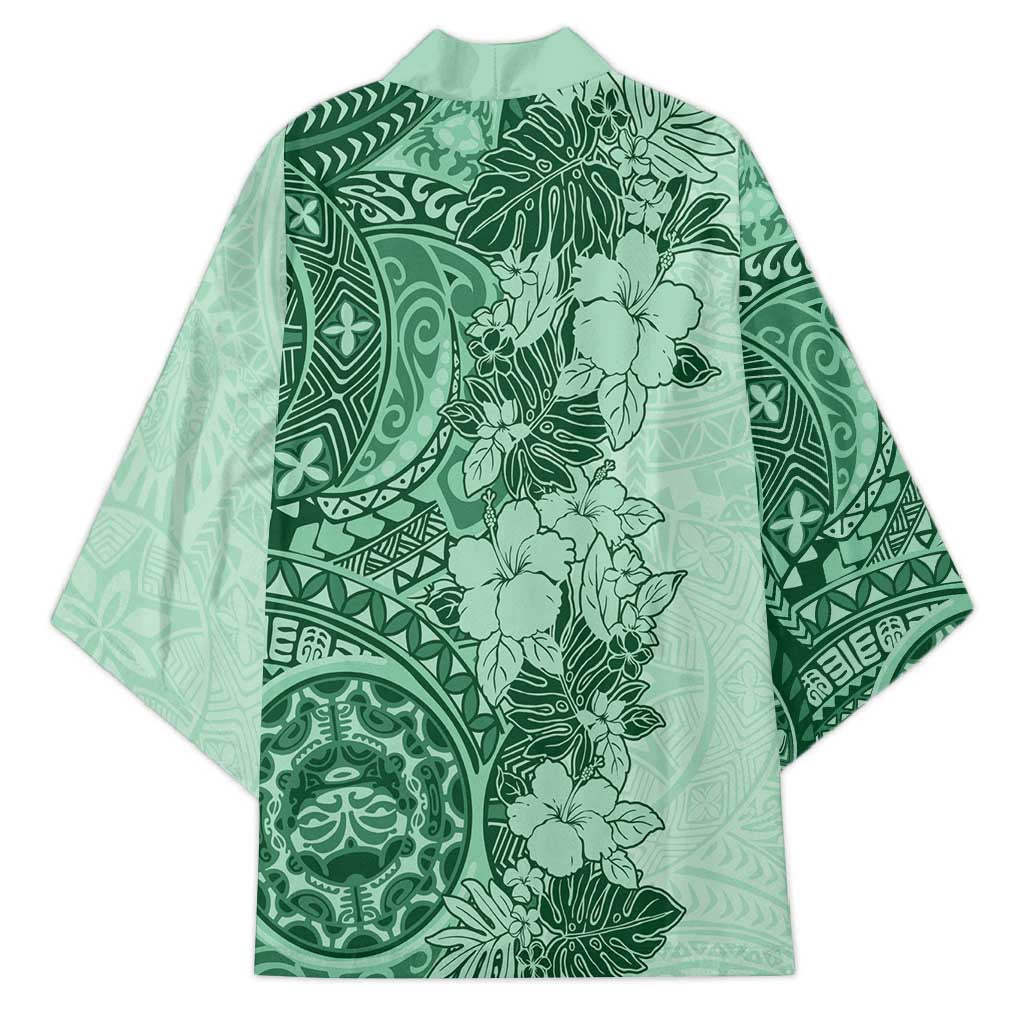 Polynesia Kimono Hibiscus Hawaiian Tribal Tattoo Retro Green - Polynesian Pride