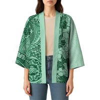 Polynesia Kimono Hibiscus Hawaiian Tribal Tattoo Retro Green - Polynesian Pride