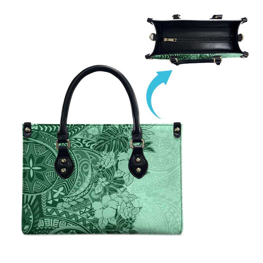 Polynesia Leather Bag Hibiscus Hawaiian Tribal Tattoo Retro Green - Polynesian Pride