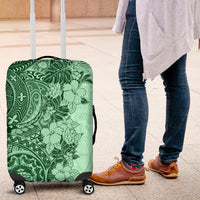 Polynesia Luggage Cover Hibiscus and Hawaiian Tribal Tattoo Retro Style Green Color LT9 Green - Polynesian Pride
