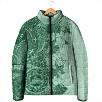 Polynesia Padded Jacket Hibiscus Hawaiian Tribal Tattoo Retro Green - Polynesian Pride