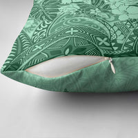 Polynesia Pillow Cover Hibiscus Hawaiian Tribal Tattoo Retro Green - Polynesian Pride