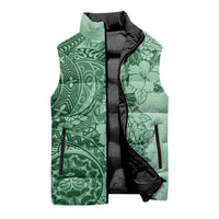Polynesia Sleeveless Puffer Jacket Hibiscus Hawaiian Tribal Tattoo Retro Green - Polynesian Pride