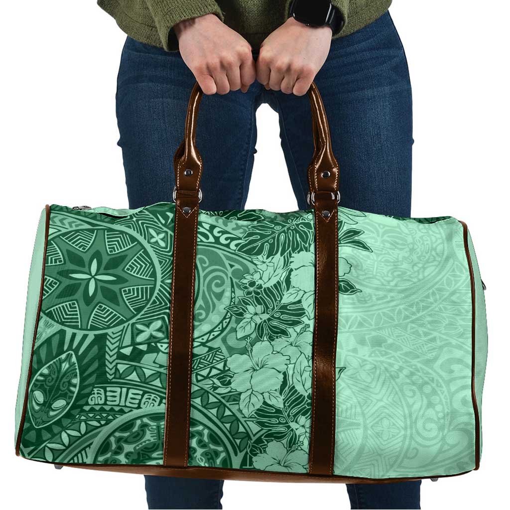 Polynesia Travel Bag Hibiscus Hawaiian Tribal Tattoo Retro Green LT9 Green - Polynesian Pride