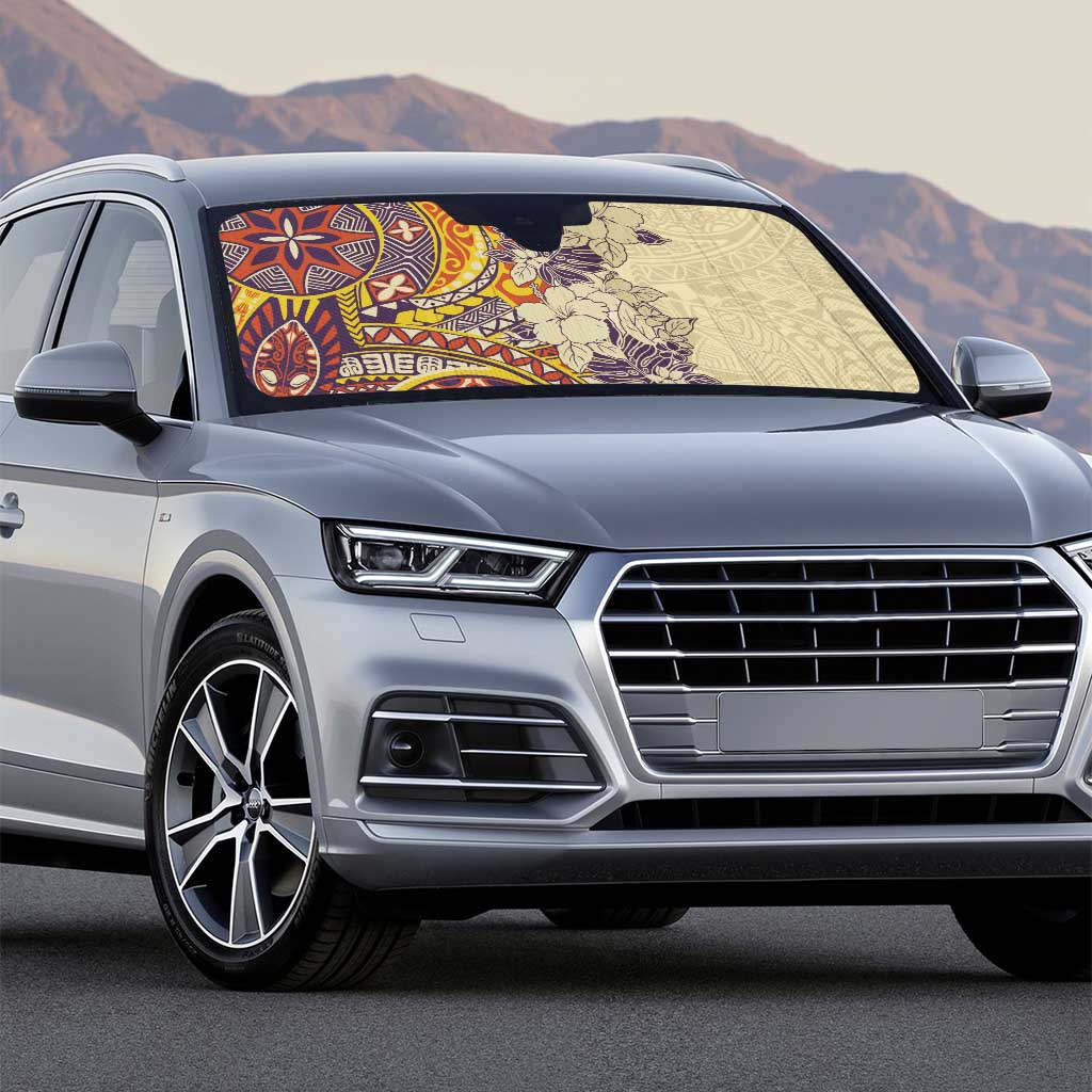 Polynesia Auto Sun Shade Hibiscus Hawaiian Tribal Tattoo Retro Tan - Polynesian Pride