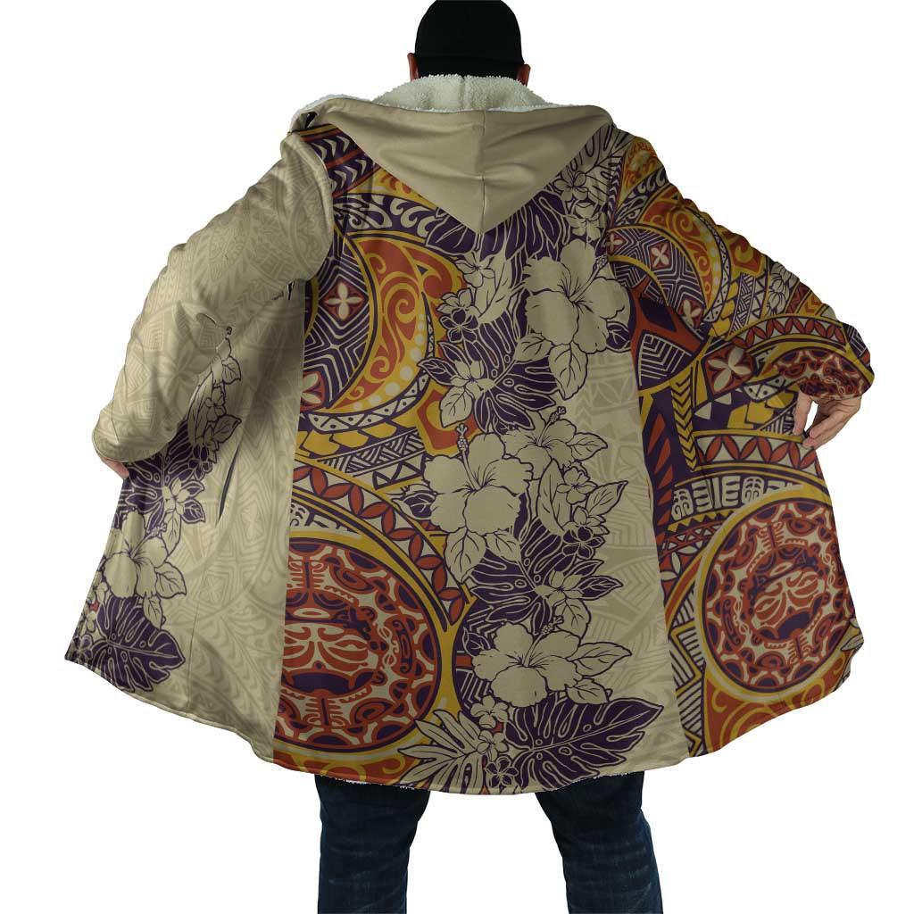 Polynesia Cloak Hibiscus Hawaiian Tribal Tattoo Retro Tan - Polynesian Pride