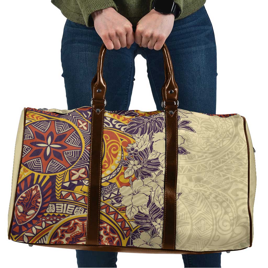 Polynesia Travel Bag Hibiscus Hawaiian Tribal Tattoo Retro Tan LT9 Tan - Polynesian Pride