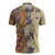 Polynesia Zipper Polo Shirt Hibiscus Hawaiian Tribal Tattoo Retro Tan - Polynesian Pride