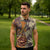 Polynesia Zipper Polo Shirt Hibiscus Hawaiian Tribal Tattoo Retro Tan - Polynesian Pride
