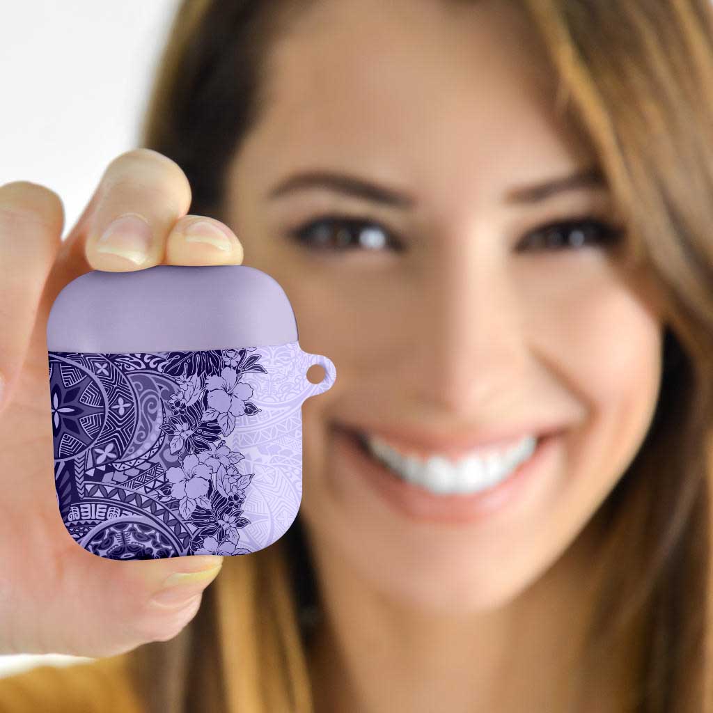 Polynesia AirPods Case Hibiscus Hawaiian Tribal Tattoo Retro Violet - Polynesian Pride