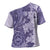 Polynesia Cross Shoulder Shirt Hibiscus Hawaiian Tribal Tattoo Retro Violet - Polynesian Pride