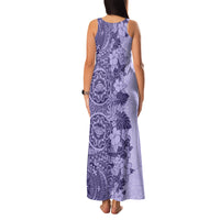 Polynesia Family Matching Tank Maxi Dress and Hawaiian Shirt Hibiscus and Hawaiian Tribal Tattoo Retro Style Violet Color LT9 - Polynesian Pride