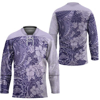 Polynesia Hockey Jersey Hibiscus Hawaiian Tribal Tattoo Retro Violet - Polynesian Pride