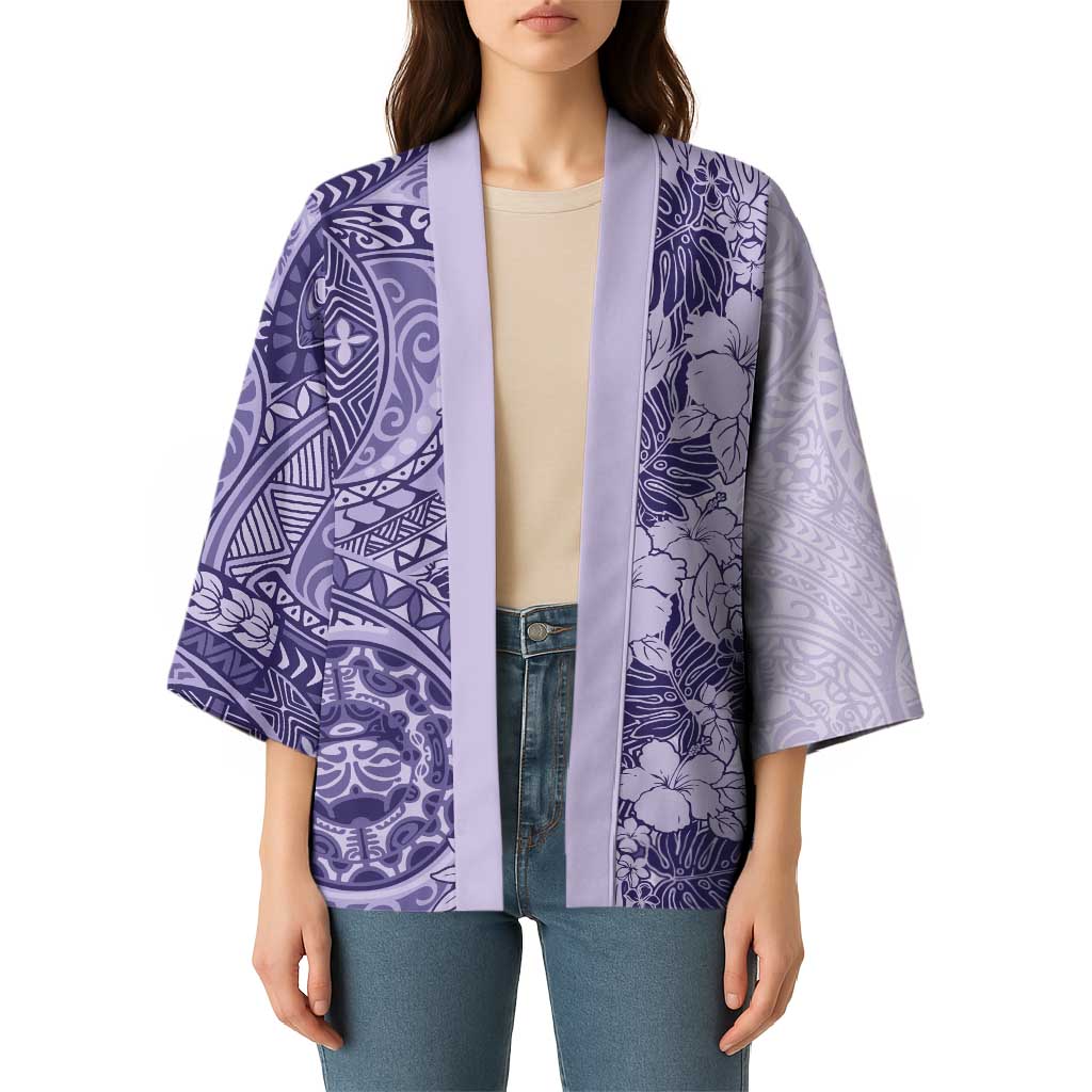 Polynesia Kimono Hibiscus Hawaiian Tribal Tattoo Retro Violet - Polynesian Pride