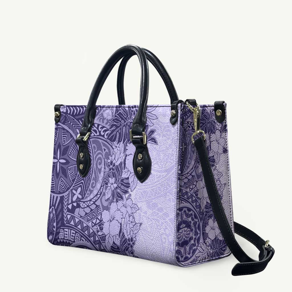 Polynesia Leather Bag Hibiscus Hawaiian Tribal Tattoo Retro Violet - Polynesian Pride